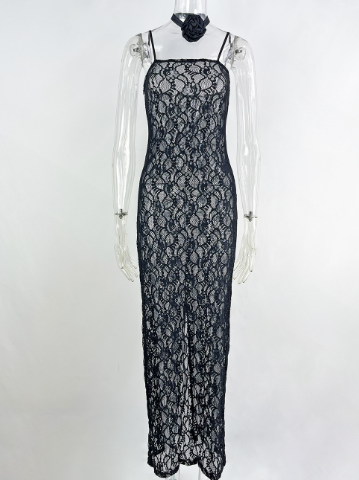 Sling Lace Sheer Slim-fit Sheath Dress